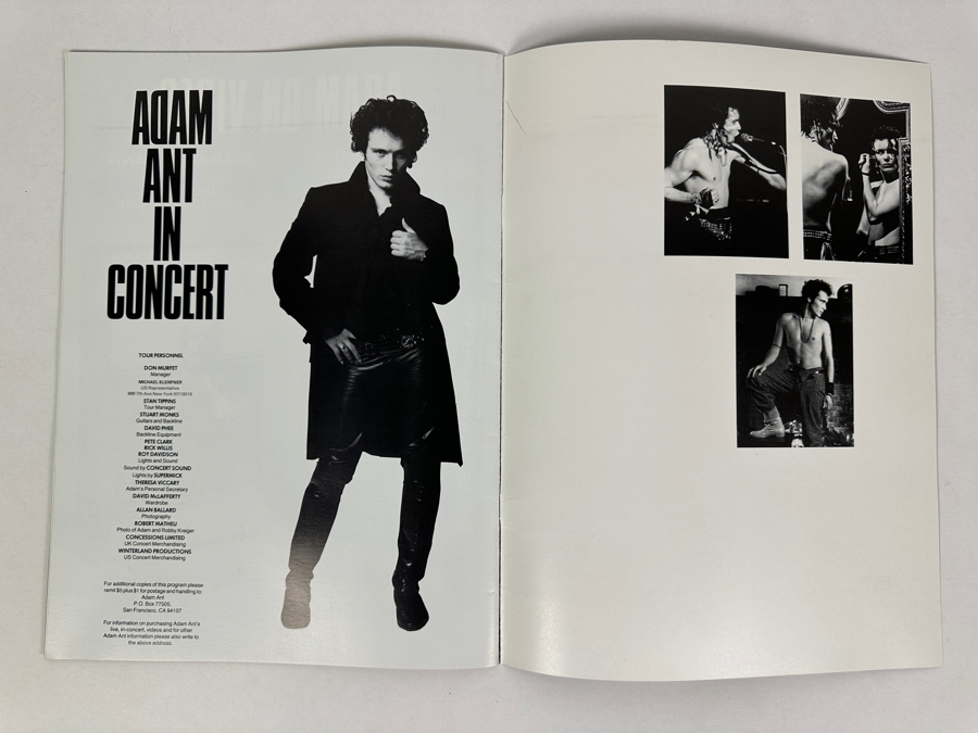 Adam Ant Official Concert Tour Program 1982 9.75 X 13 [Photo 6]