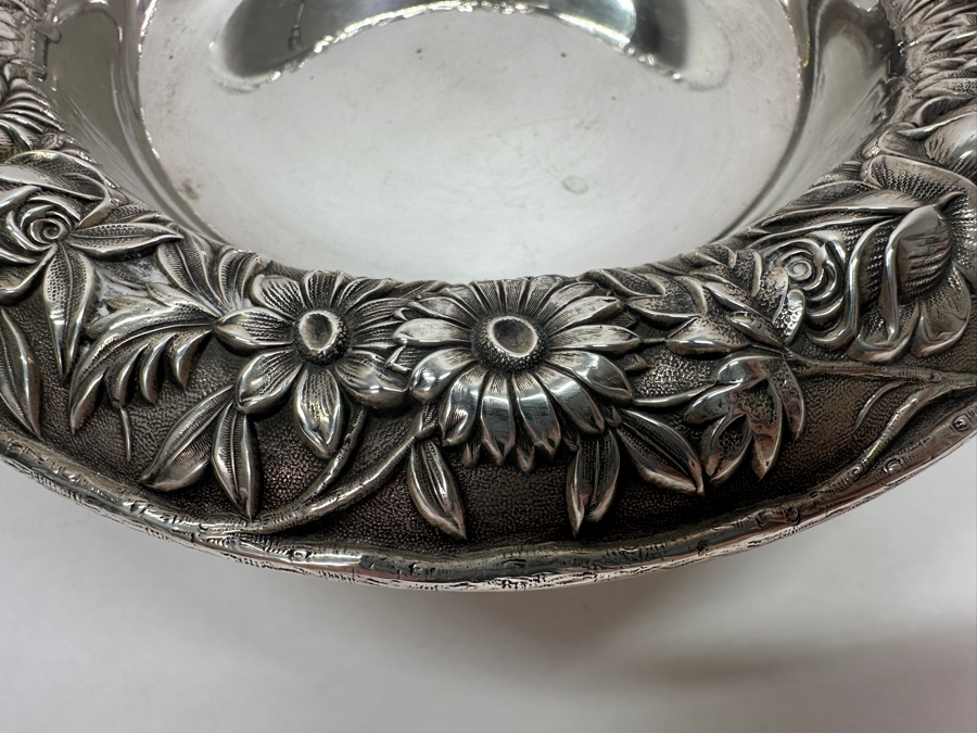 Just Added - Vintage S. Kirk & Son Inc Sterling Silver Repousse Compote Footed Dish 7.25W X 3.25H 278.8g [Photo 6]