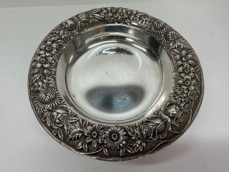 Just Added - Vintage S. Kirk & Son Inc Sterling Silver Repousse Compote Footed Dish 7.25W X 3.25H 278.8g [Photo 5]