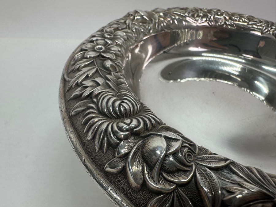 Just Added - Vintage S. Kirk & Son Inc Sterling Silver Repousse Compote Footed Dish 7.25W X 3.25H 278.8g [Photo 7]