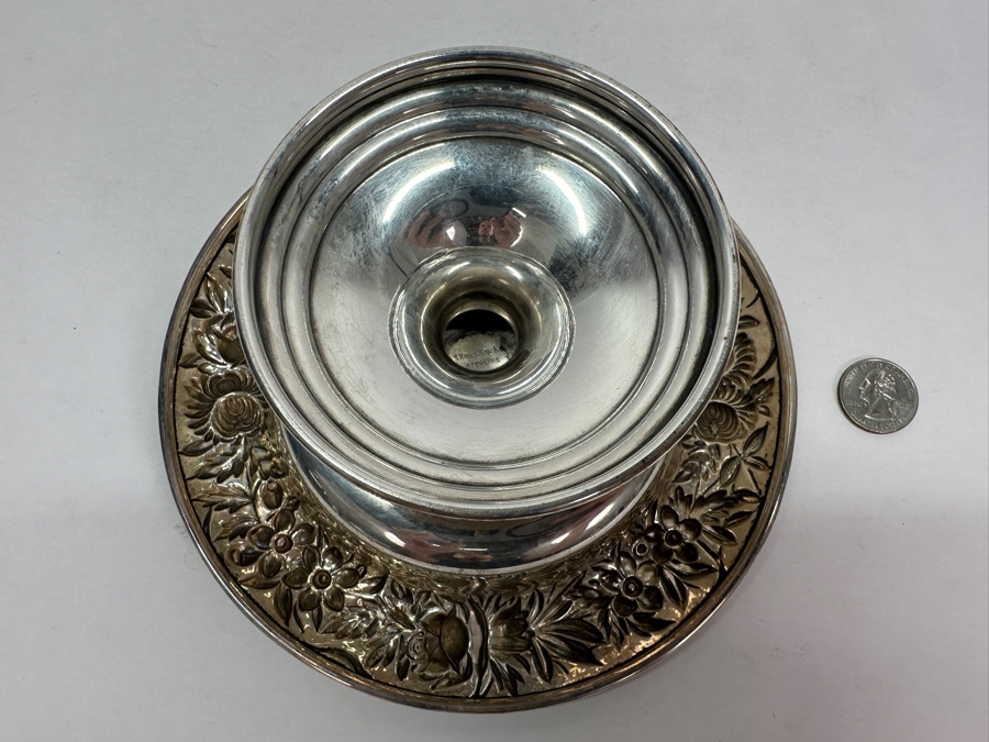 Just Added - Vintage S. Kirk & Son Inc Sterling Silver Repousse Compote Footed Dish 7.25W X 3.25H 278.8g [Photo 11]