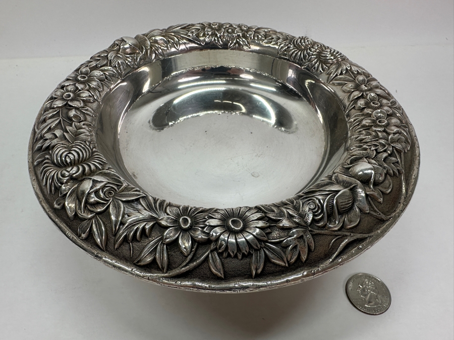 Just Added - Vintage S. Kirk & Son Inc Sterling Silver Repousse Compote Footed Dish 7.25W X 3.25H 278.8g [Photo 4]
