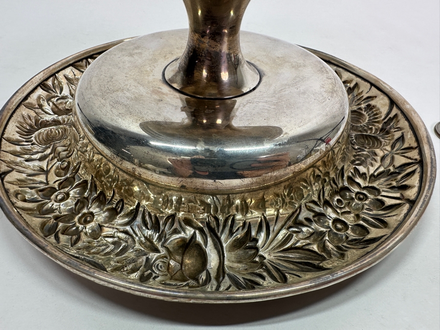 Just Added - Vintage S. Kirk & Son Inc Sterling Silver Repousse Compote Footed Dish 7.25W X 3.25H 278.8g [Photo 12]