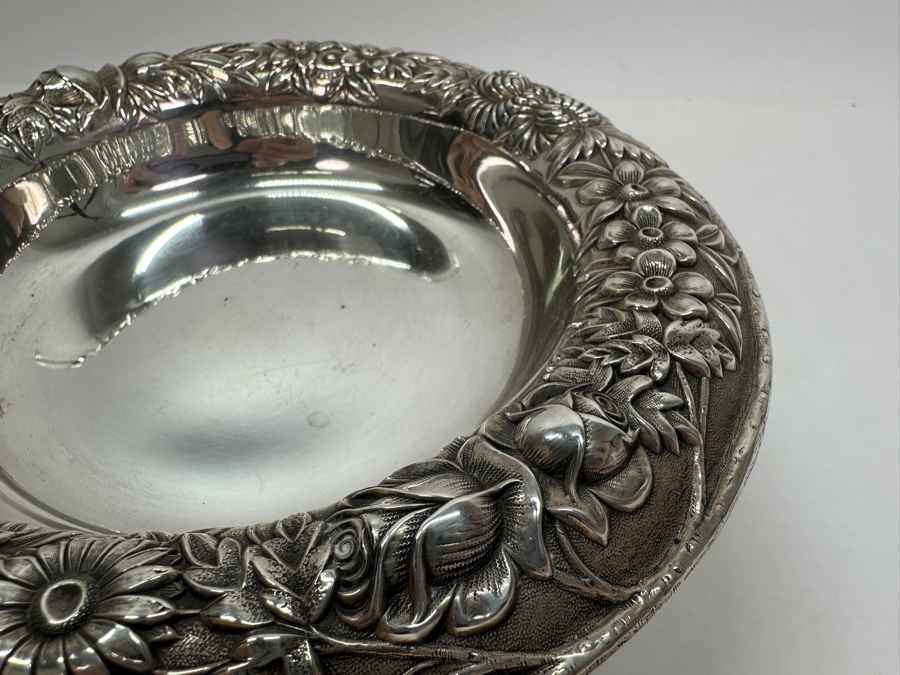 Just Added - Vintage S. Kirk & Son Inc Sterling Silver Repousse Compote Footed Dish 7.25W X 3.25H 278.8g [Photo 8]