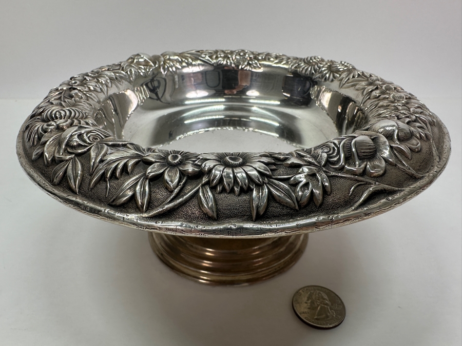 Just Added - Vintage S. Kirk & Son Inc Sterling Silver Repousse Compote Footed Dish 7.25W X 3.25H 278.8g [Photo 2]