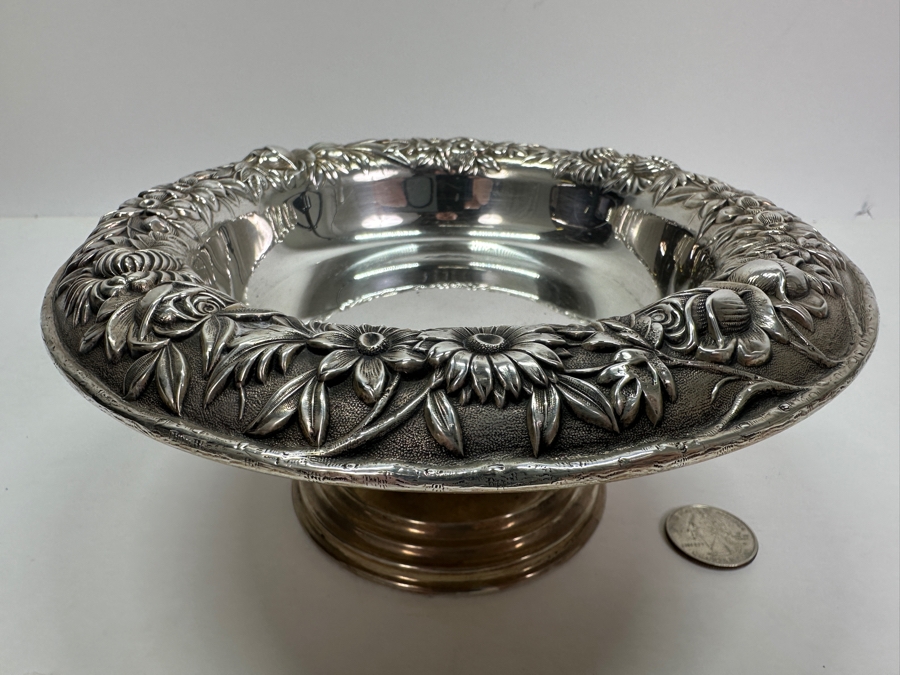 Just Added - Vintage S. Kirk & Son Inc Sterling Silver Repousse Compote Footed Dish 7.25W X 3.25H 278.8g [Photo 9]