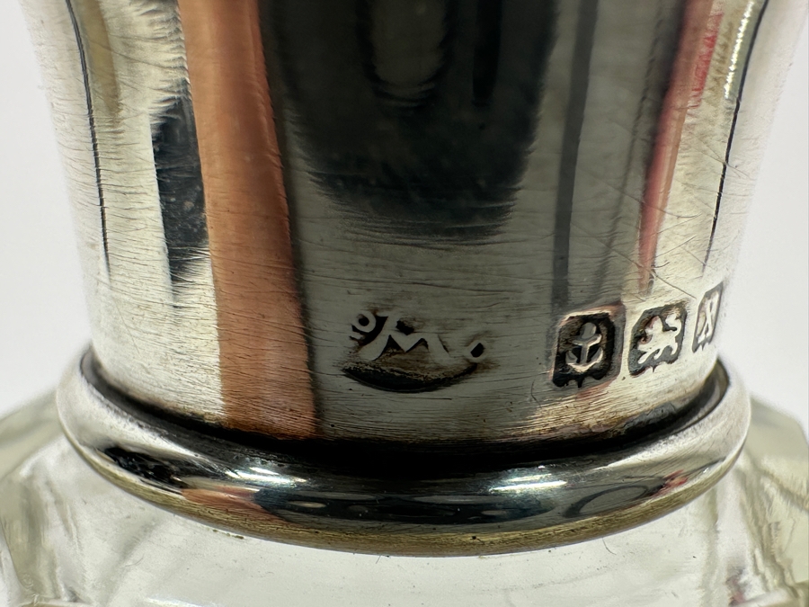 Just Added - Antique 1922 Birmingham England Sterling Silver & Tortoiseshell Lidded Perfume Scent Bottle 2.25'H [Photo 9]