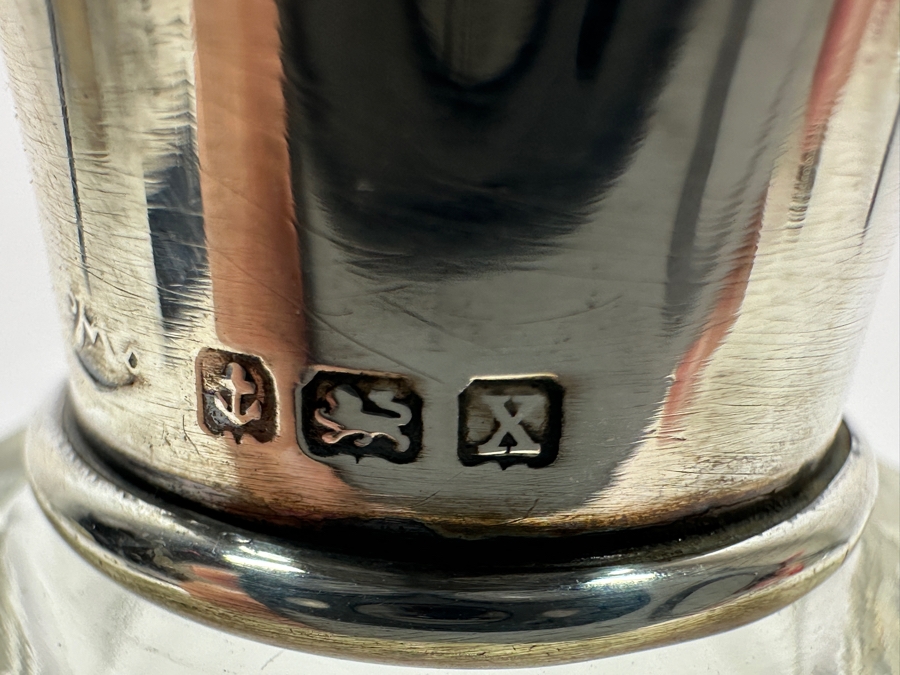 Just Added - Antique 1922 Birmingham England Sterling Silver & Tortoiseshell Lidded Perfume Scent Bottle 2.25'H [Photo 11]