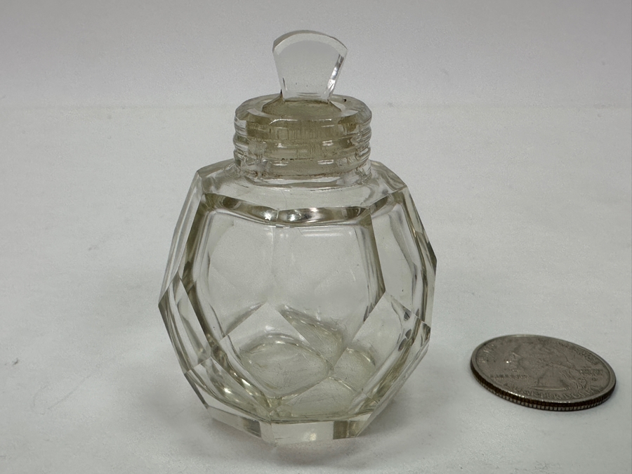 Just Added - Antique 1922 Birmingham England Sterling Silver & Tortoiseshell Lidded Perfume Scent Bottle 2.25'H [Photo 18]