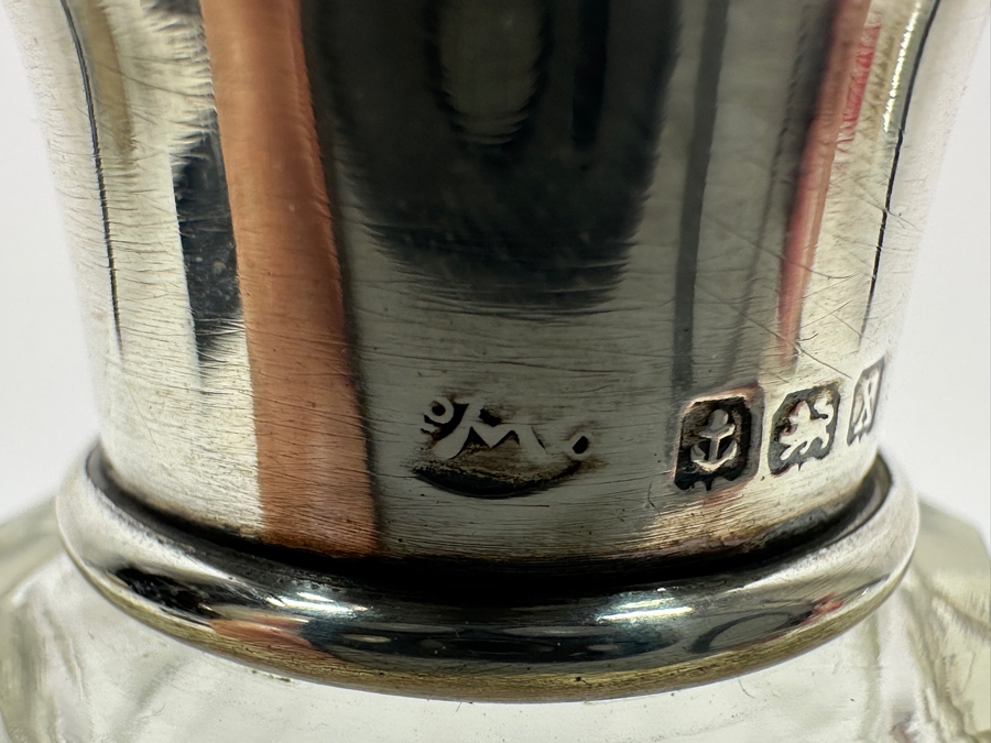 Just Added - Antique 1922 Birmingham England Sterling Silver & Tortoiseshell Lidded Perfume Scent Bottle 2.25'H [Photo 10]