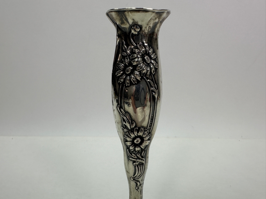 Just Added - Vintage Sterling Silver Repousse Bud Vase 5'H [Photo 4]