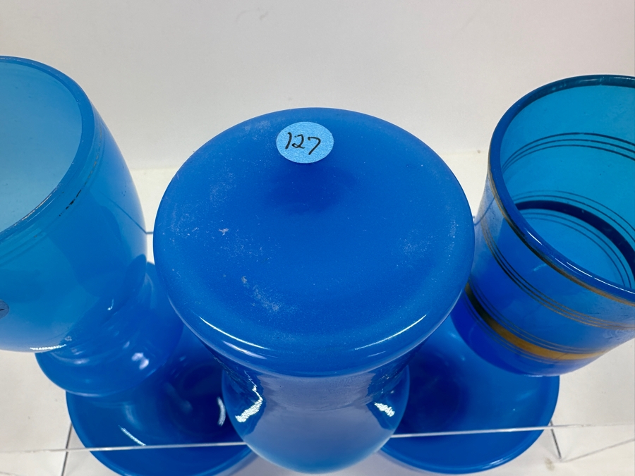 Just Added - Antique Opaline Glass: Blue Opaline Glass Collection Estimate $300 [Photo 9]