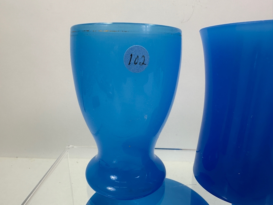 Just Added - Antique Opaline Glass: Blue Opaline Glass Collection Estimate $300 [Photo 6]
