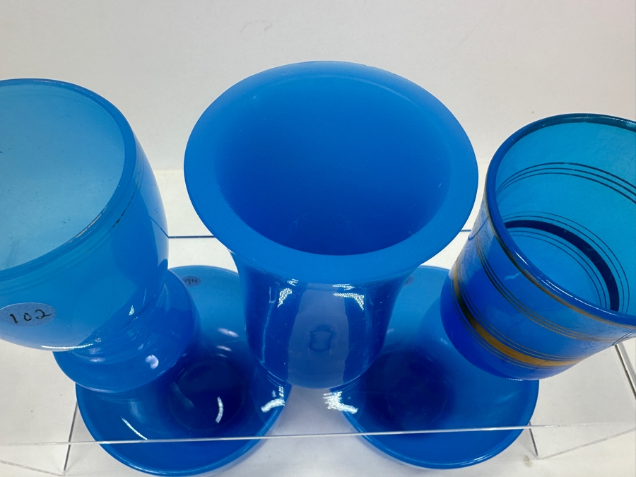 Just Added - Antique Opaline Glass: Blue Opaline Glass Collection Estimate $300 [Photo 8]