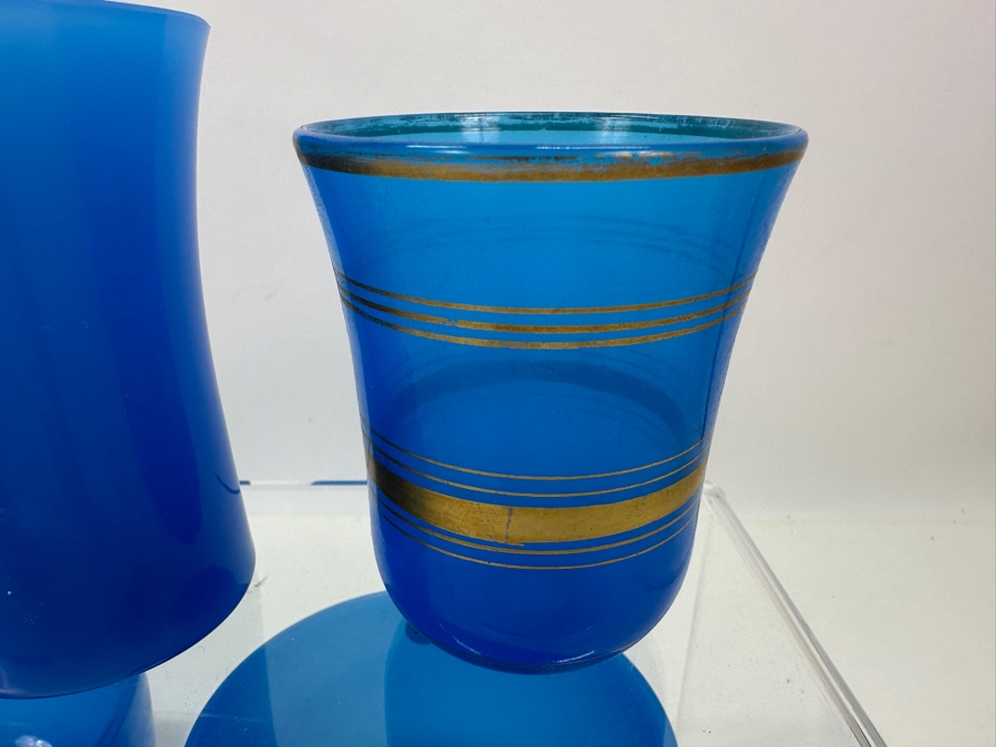 Just Added - Antique Opaline Glass: Blue Opaline Glass Collection Estimate $300 [Photo 10]