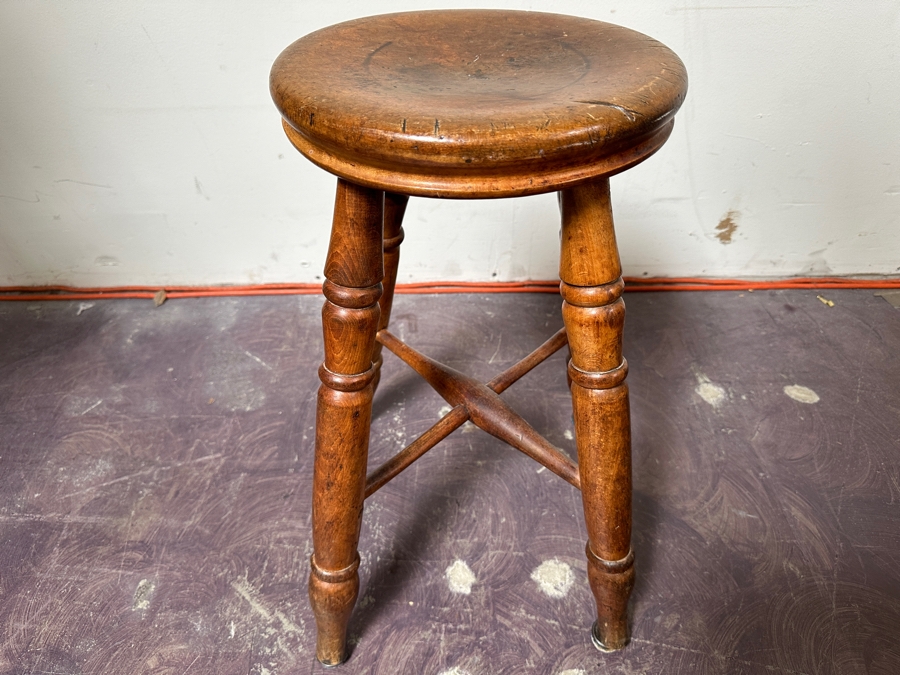 Just Added - Primitive Antique Wooden Stool 21'H [Photo 3]