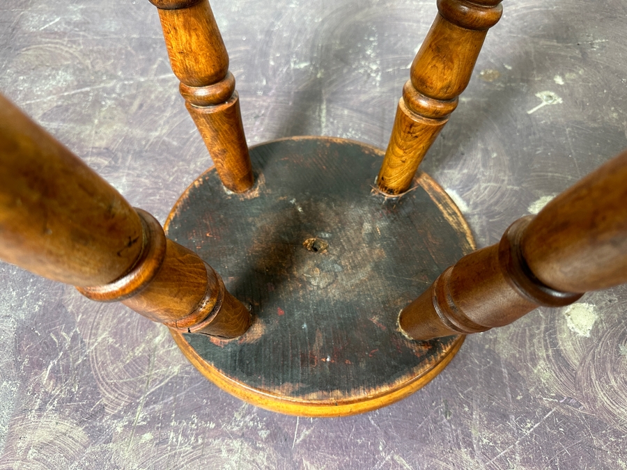 Just Added - Primitive Antique Wooden Stool 21'H [Photo 7]