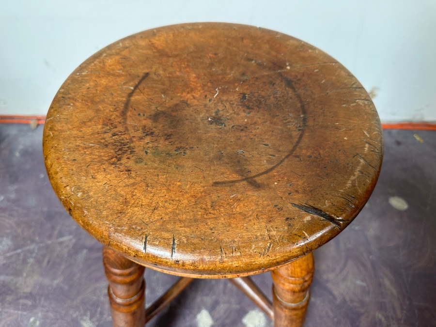 Just Added - Primitive Antique Wooden Stool 21'H [Photo 4]
