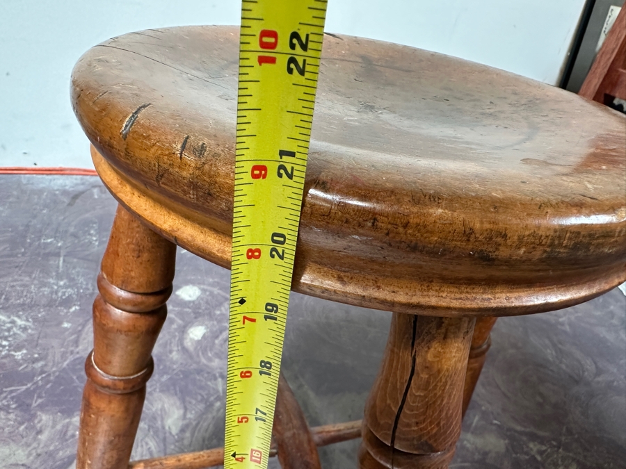 Just Added - Primitive Antique Wooden Stool 21'H [Photo 9]