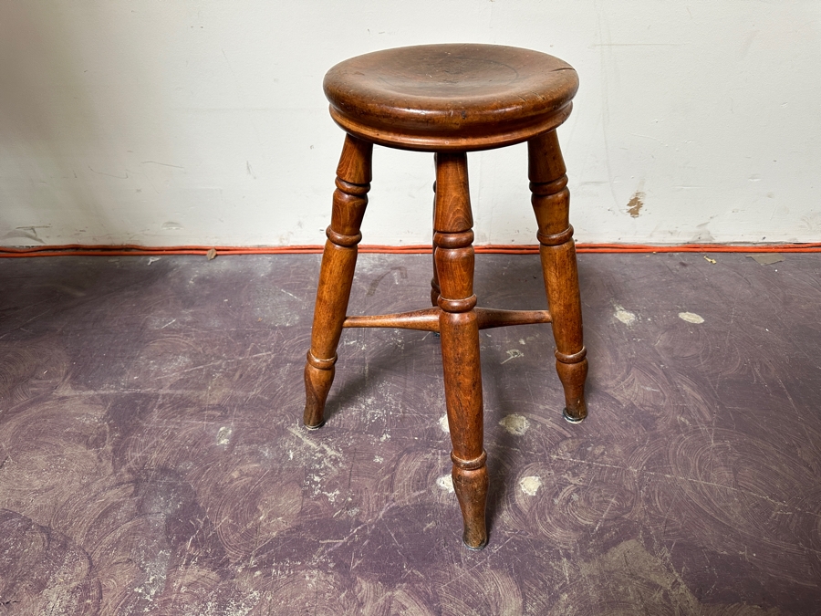 Just Added - Primitive Antique Wooden Stool 21'H [Photo 6]