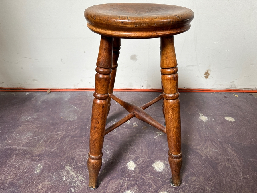 Just Added - Primitive Antique Wooden Stool 21'H [Photo 5]