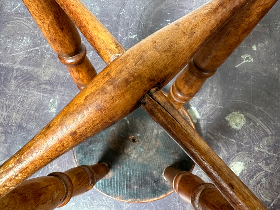 Just Added - Primitive Antique Wooden Stool 21'H [Photo 8]