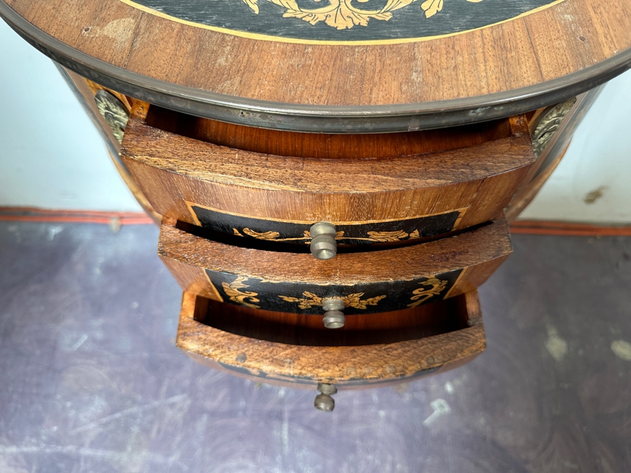 Just Added - Vintage Demilune Table With Three Drawers 19.5'W X 10.5'D X 28'H [Photo 7]