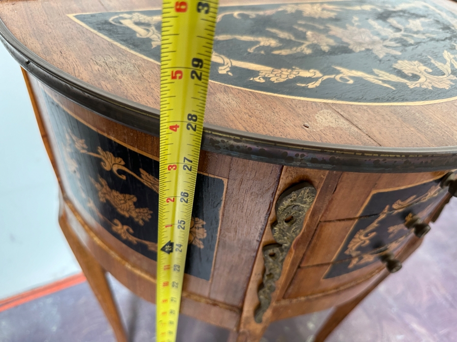 Just Added - Vintage Demilune Table With Three Drawers 19.5'W X 10.5'D X 28'H [Photo 13]