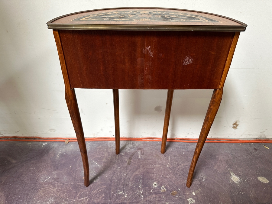 Just Added - Vintage Demilune Table With Three Drawers 19.5'W X 10.5'D X 28'H [Photo 10]