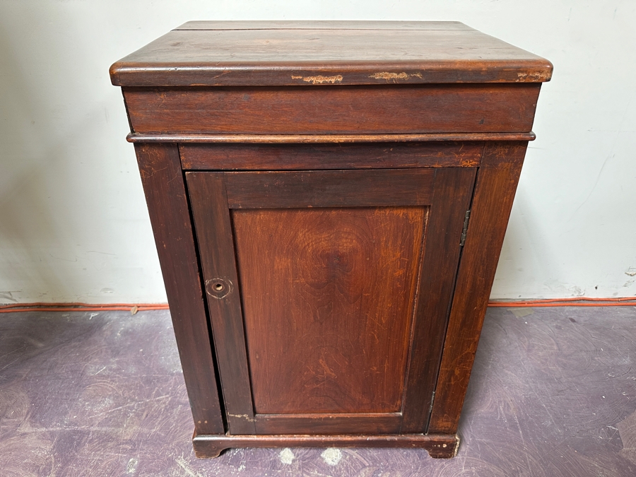 Just Added - Vintage Ship Captain's Washstand Cabinet With Porcelain Sink (Top Is Cracked) 23.5'W X 17.5'D X 34'H [Photo 14]