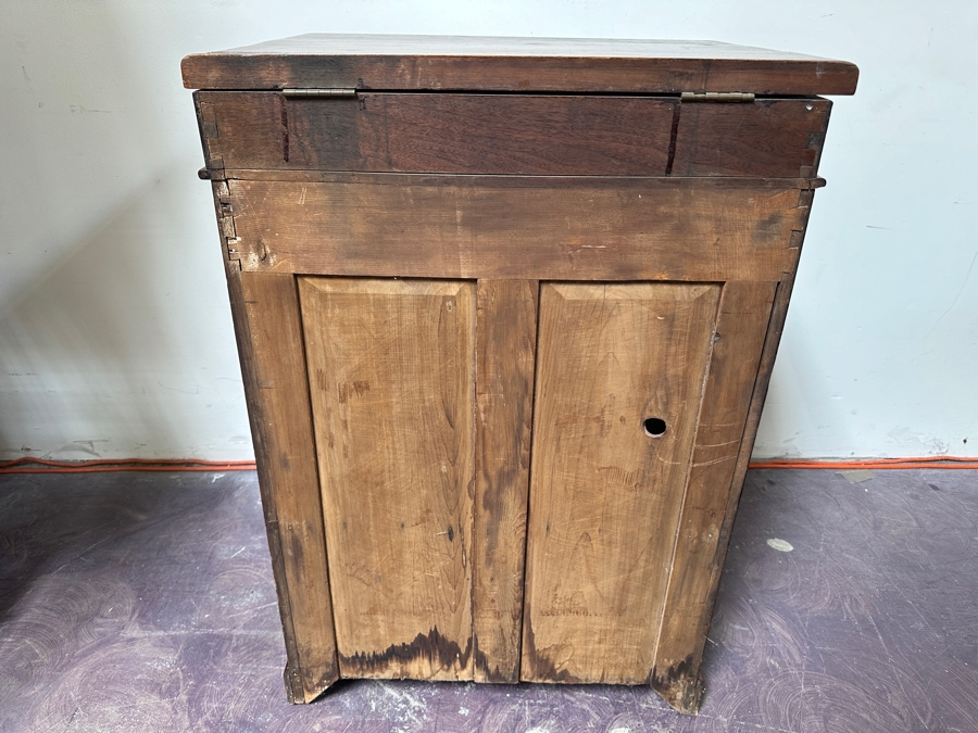 Just Added - Vintage Ship Captain's Washstand Cabinet With Porcelain Sink (Top Is Cracked) 23.5'W X 17.5'D X 34'H [Photo 18]