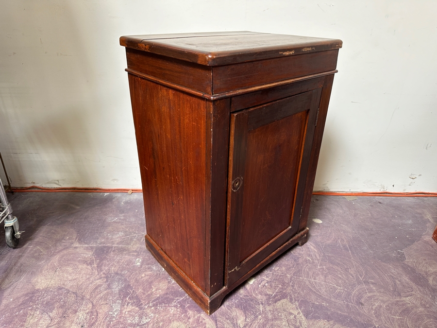 Just Added - Vintage Ship Captain's Washstand Cabinet With Porcelain Sink (Top Is Cracked) 23.5'W X 17.5'D X 34'H [Photo 17]