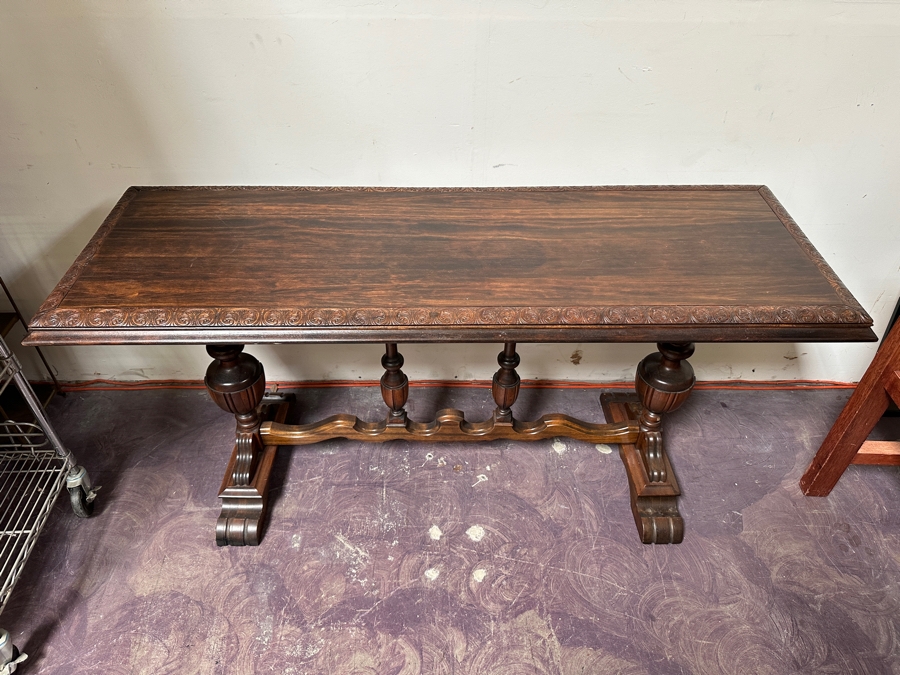 Just Added - Vintage Wooden Console Sofa Table 60'W X 21'D X 30'H [Photo 3]