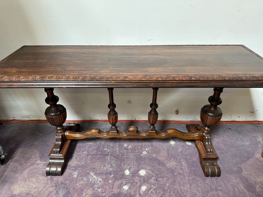 Just Added - Vintage Wooden Console Sofa Table 60'W X 21'D X 30'H [Photo 4]