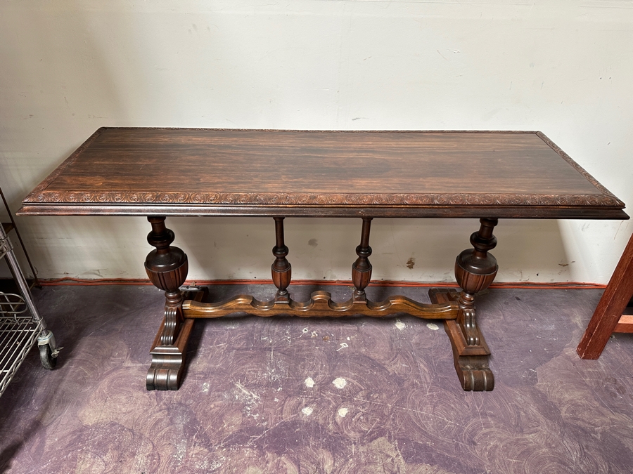 Just Added - Vintage Wooden Console Sofa Table 60'W X 21'D X 30'H [Photo 2]