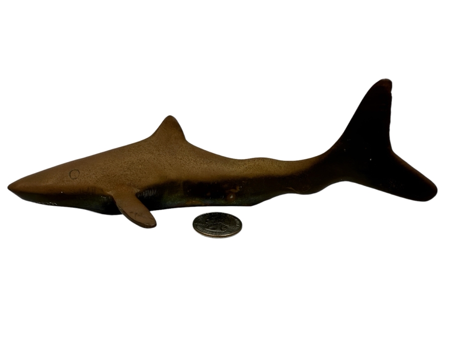Just Added - Vintage Brass Shark Paperweight 7'L
