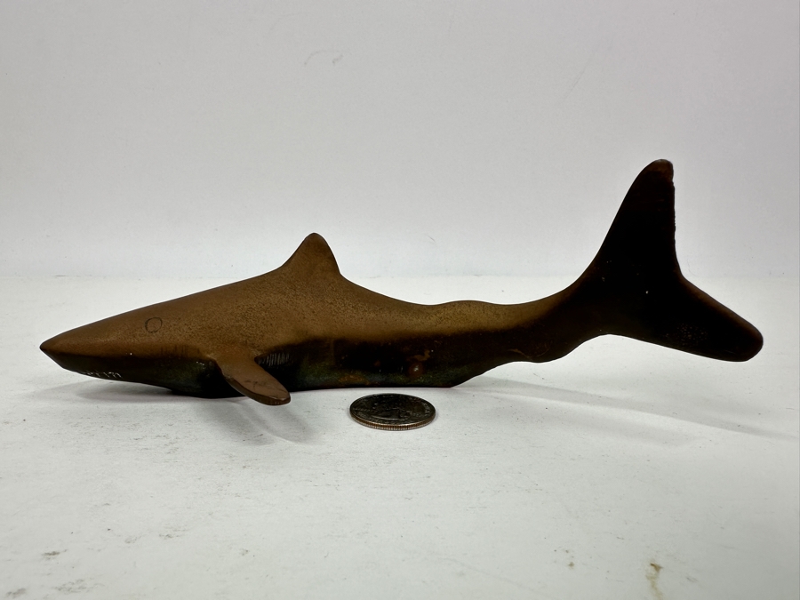 Just Added - Vintage Brass Shark Paperweight 7'L [Photo 2]
