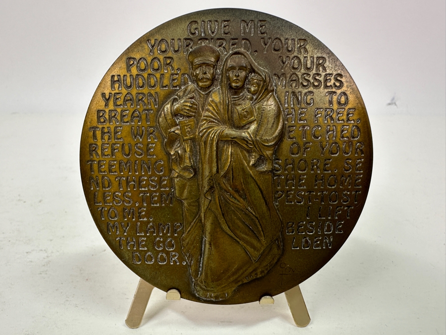 Just Added - Vintage 1985 Medallic Art Co. Bronze Statue Of Liberty Calendar Medallion 3'W [Photo 2]