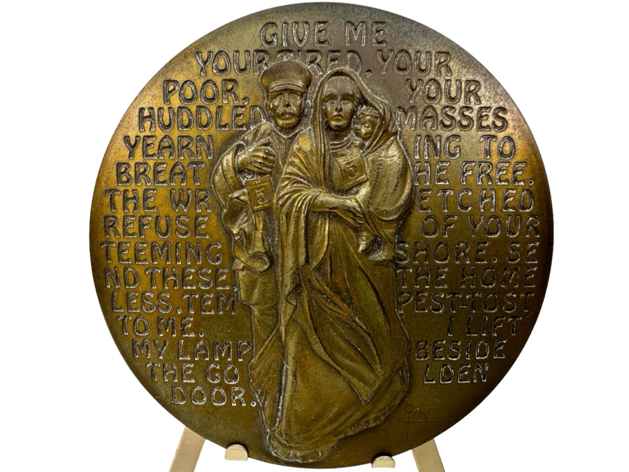 Just Added - Vintage 1985 Medallic Art Co. Bronze Statue Of Liberty Calendar Medallion 3'W