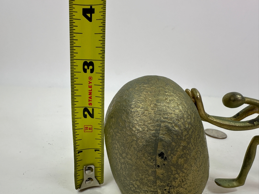 Just Added - Vintage 1970s Ted Arnold Gold Tone Sisyphus Sculpture Paperweight 6.5'W X 2.5'H [Photo 10]