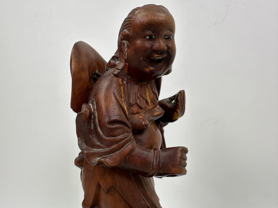 Just Added - Vintage Signed Carved Wooden Chinese Elder Figurine 8.5'H [Photo 5]