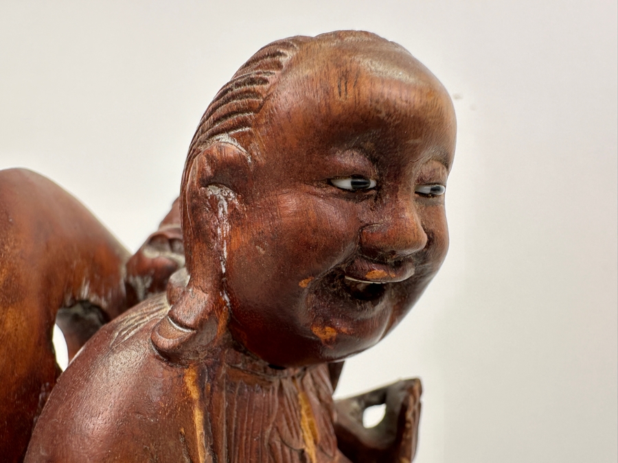 Just Added - Vintage Signed Carved Wooden Chinese Elder Figurine 8.5'H [Photo 9]