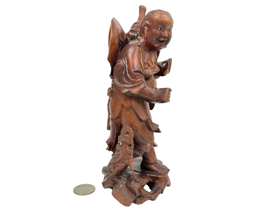 Just Added - Vintage Signed Carved Wooden Chinese Elder Figurine 8.5'H