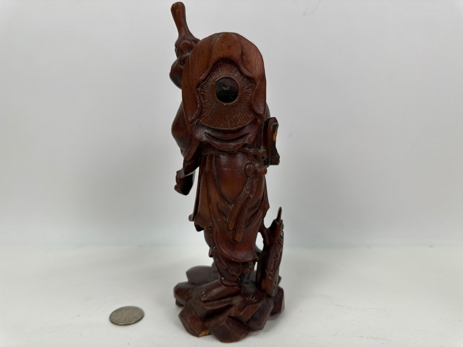 Just Added - Vintage Signed Carved Wooden Chinese Elder Figurine 8.5'H [Photo 7]