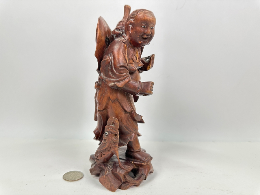Just Added - Vintage Signed Carved Wooden Chinese Elder Figurine 8.5'H [Photo 2]