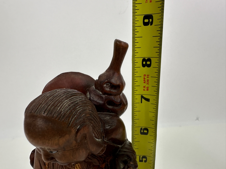 Just Added - Vintage Signed Carved Wooden Chinese Elder Figurine 8.5'H [Photo 14]