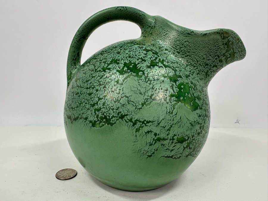 Just Added - Vintage RumRill (Red Wing) Green Pottery Pitcher 7'H [Photo 2]