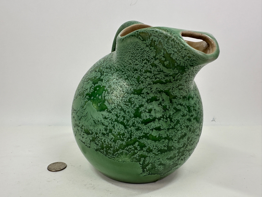 Just Added - Vintage RumRill (Red Wing) Green Pottery Pitcher 7'H [Photo 3]