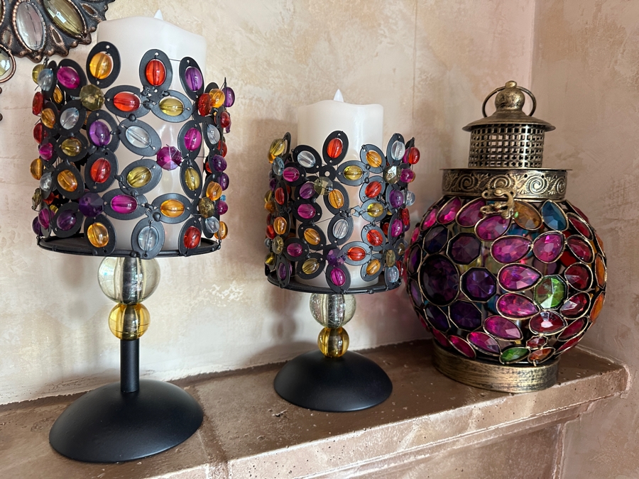 Just Added - Pier 1 Imports Decorative Mirror 32'W, Four Candle Holders & Lantern [Photo 4]