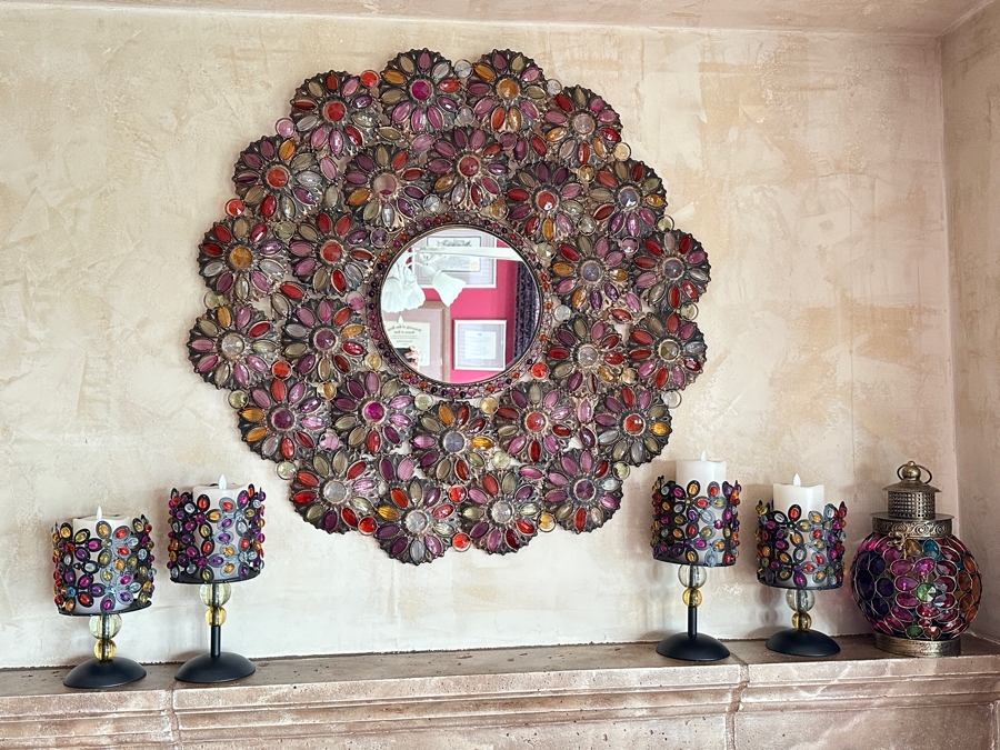 Just Added - Pier 1 Imports Decorative Mirror 32'W, Four Candle Holders & Lantern [Photo 1]